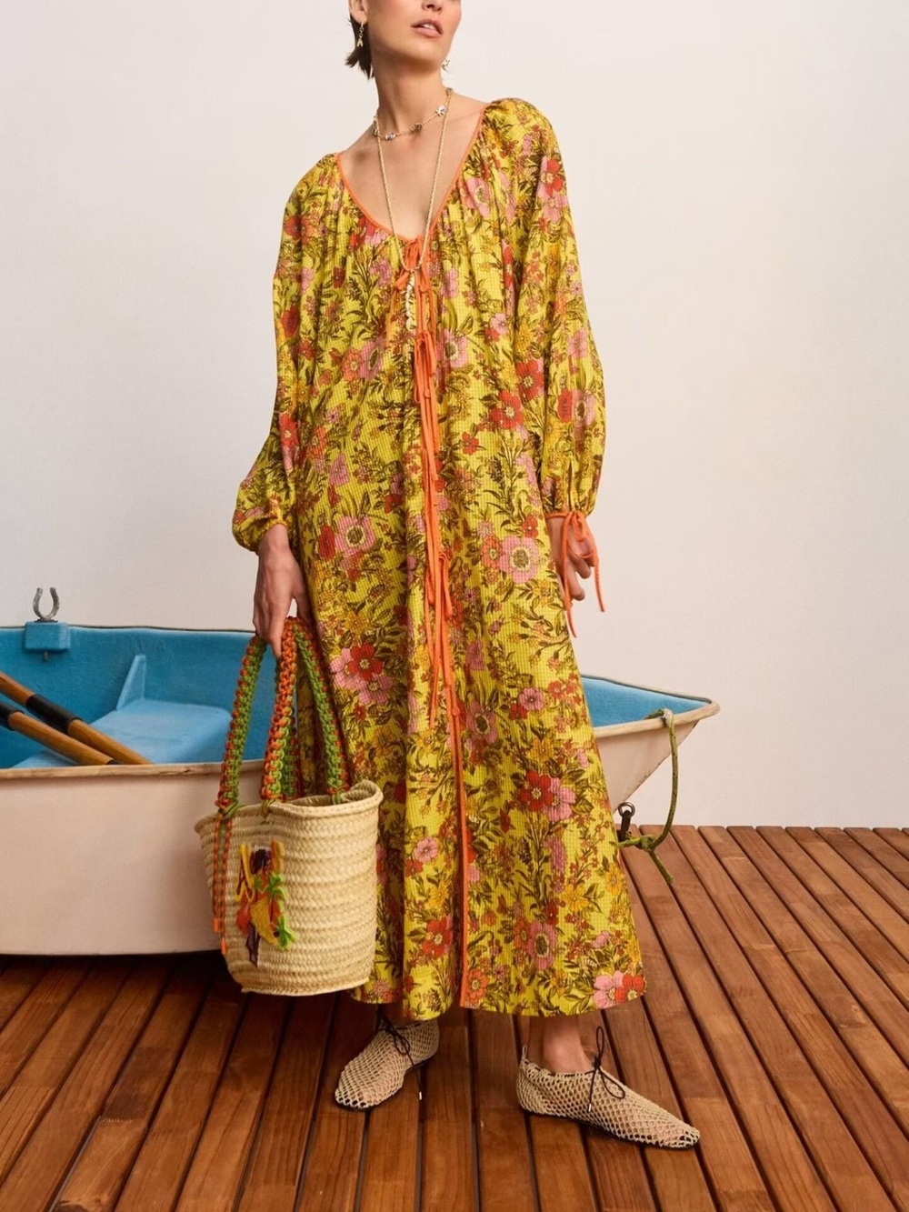 Alemais Kitty Tie Front Shirtdress Yellow Floral Tie-Front, 2 4 6 8
